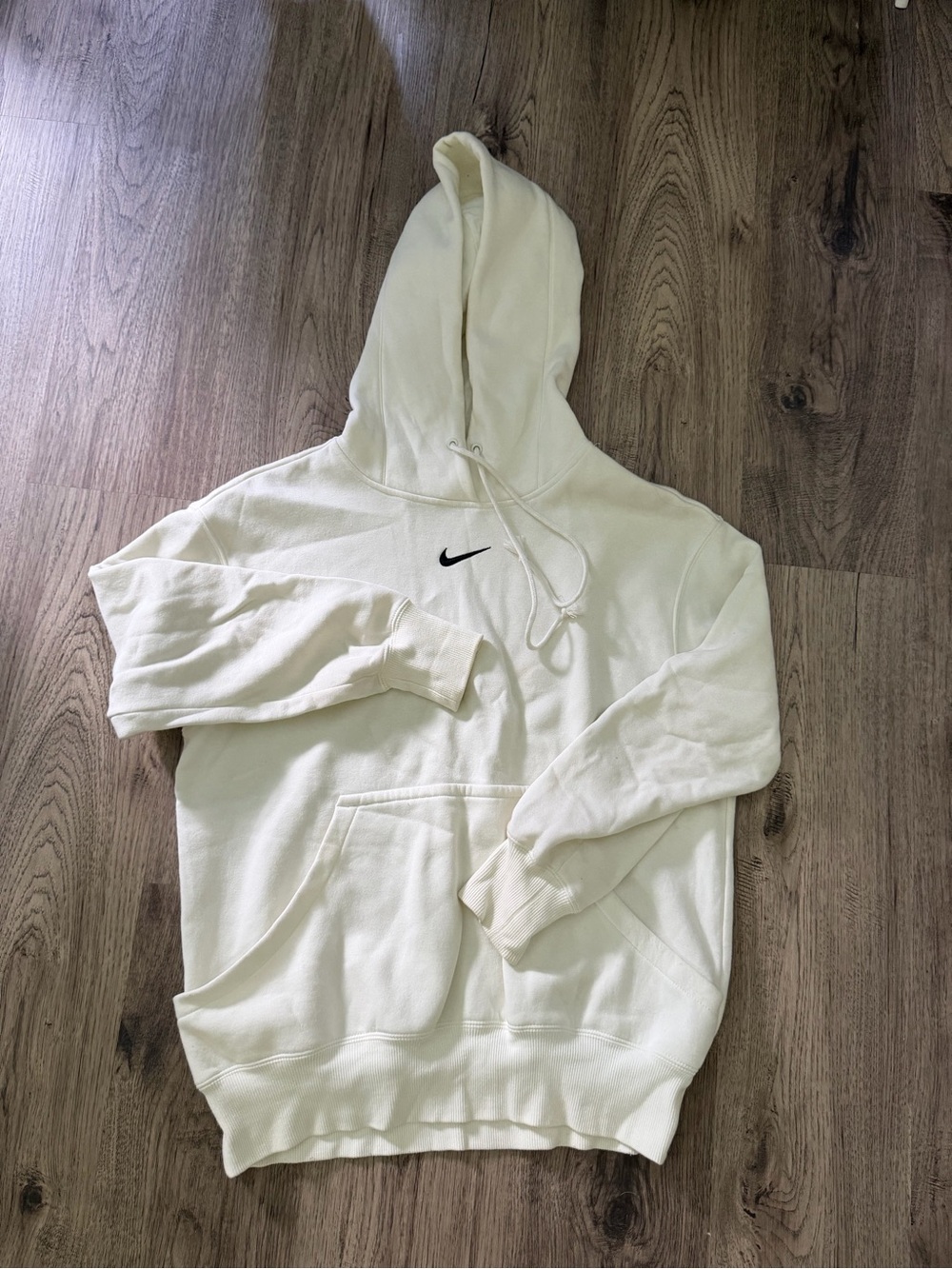 Nike Cream Off-White Pullover Hoodie with Black Swoosh Tag